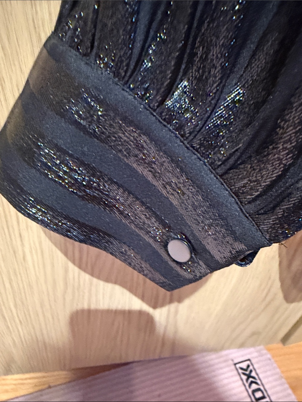 J. Crew Black Top With Shiny Strips, Bow on the Back and Lining - Picture 5 of 6